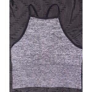Ready to‎ Go Seamless Gray High Neck Strappy Back Longline Sports Bra, M/L